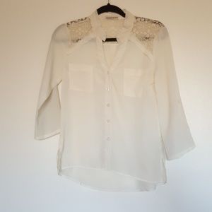 White Blouse with Lace Detail
